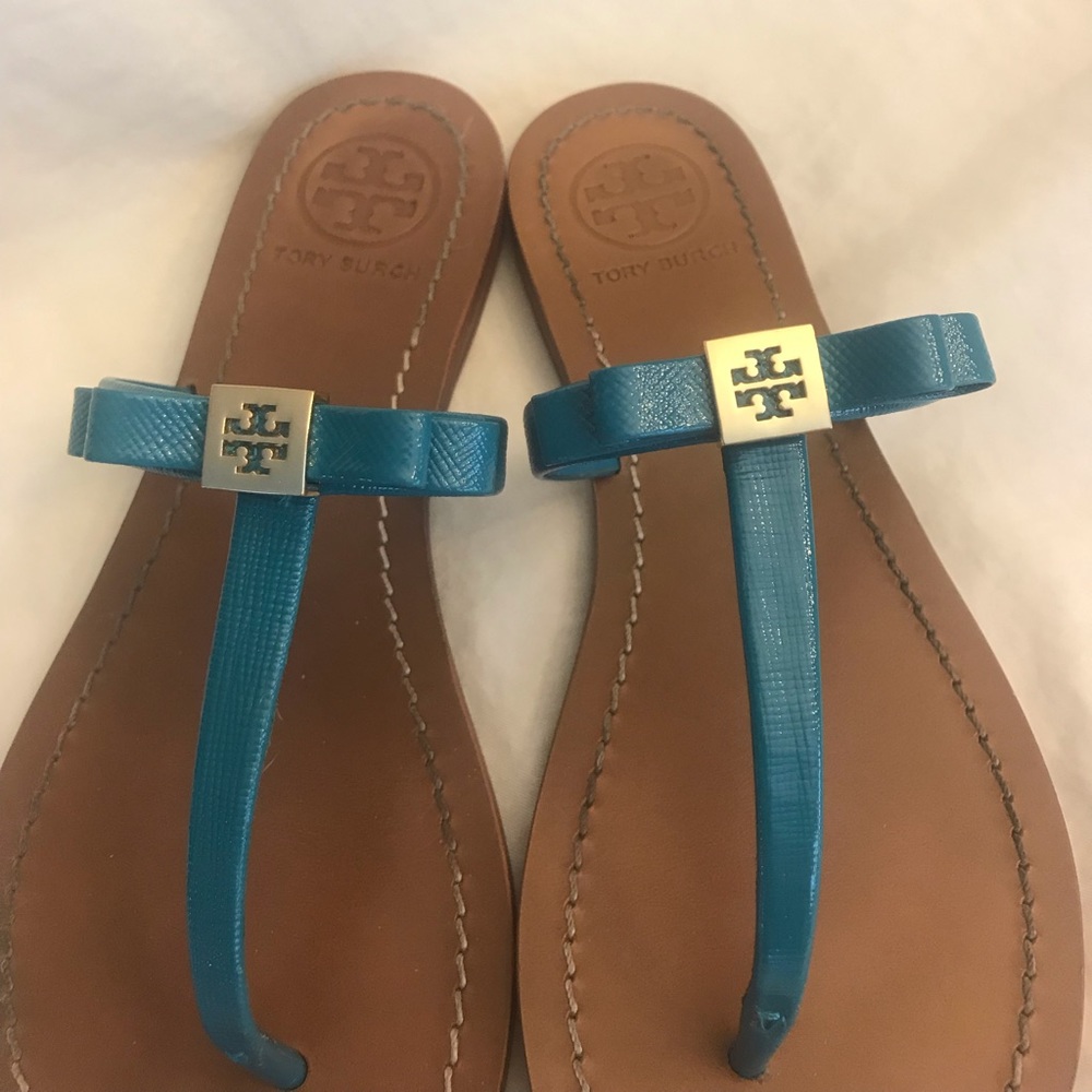 Tory Burch turquoise Bow Sandals